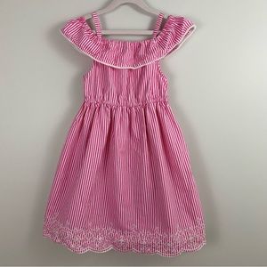 🌷 Penelope Mack Pink and White Stripe Eyelet Dress